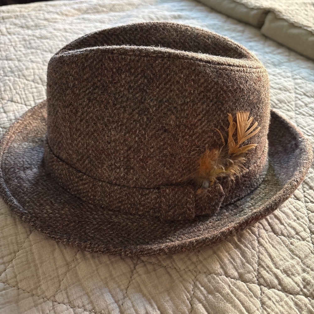 Vtg Pendelton USA Made Virgin Wool Fedora Hat Tan Brown Sz Medium 7 1/8